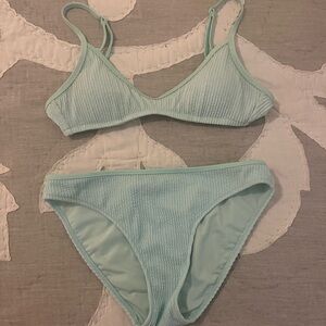 Aerie Light Blue Ribbed Bikini Set